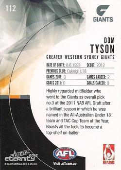 2012 Select AFL Eternity #112 Dom Tyson Back